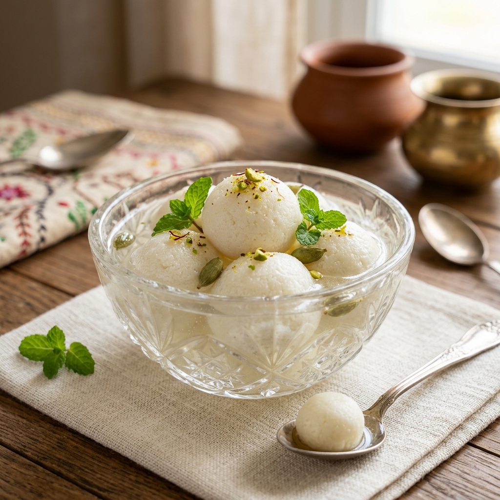 Spongy Bengali Chhena Rasgulla